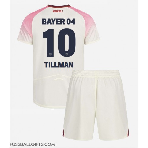 Bayer Leverkusen Malik Tillman #10 Fußballbekleidung Auswärtstrikot Kinder 2025-26 Kurzarm (+ kurze hosen)